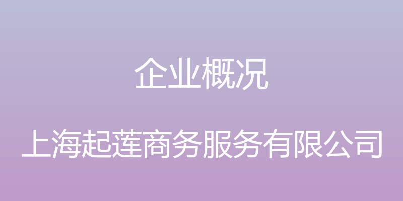 企业概况 - 上海起莲商务服务有限公司